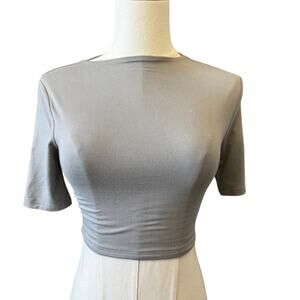 New NAKED WARDROBE Women's Gray The Sleek T Top Size S
